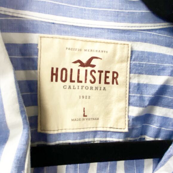 2/$30 Hollister Button Up Collar Shirt Pinstriped Blue Men's Large Career - Picture 6 of 10
